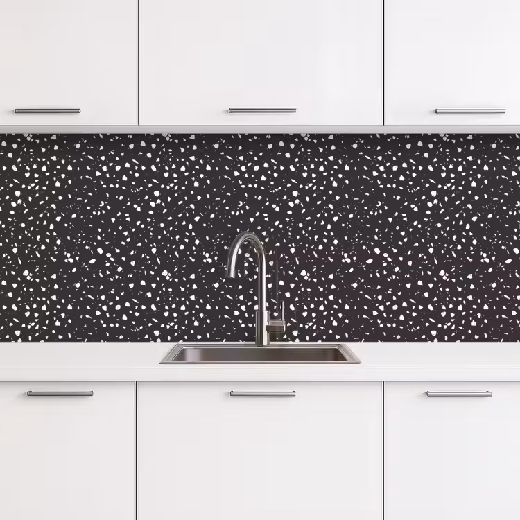 Keuken achterwand - Terrazzo - Patroon - Zwart - Wit — 4