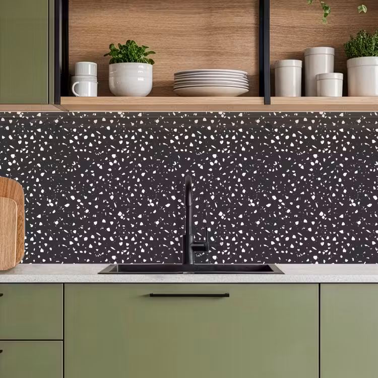 Keuken achterwand - Terrazzo - Patroon - Zwart - Wit — 7