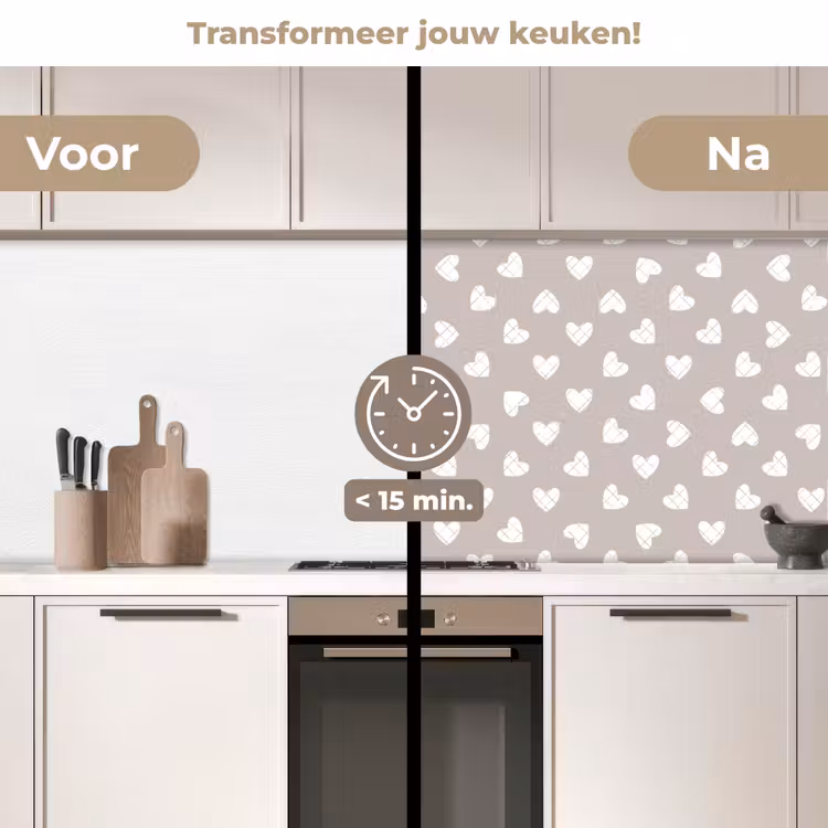 Keuken achterwand - Design - Lijn - Patroon - Hart - Grijs — 3