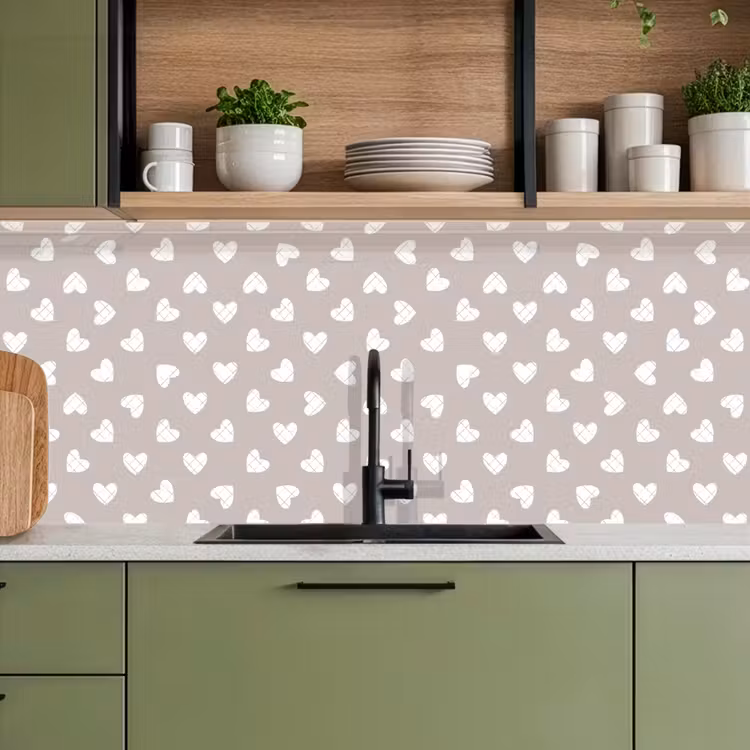 Keuken achterwand - Design - Lijn - Patroon - Hart - Grijs — 7