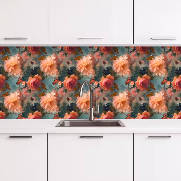 Keuken achterwand - Roze - Patroon - Bloemen — 4