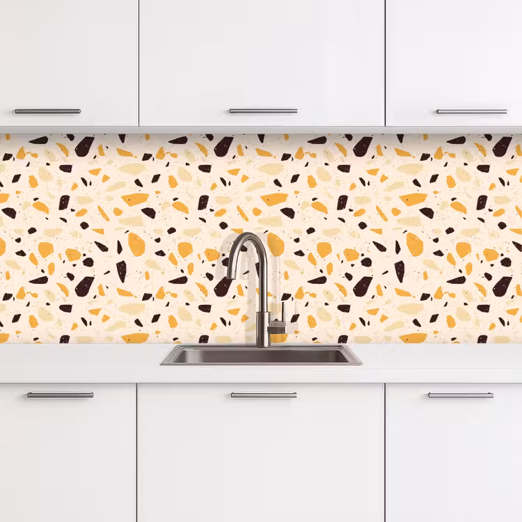 Keuken achterwand - Terrazzo - Patroon - Geel - — 4