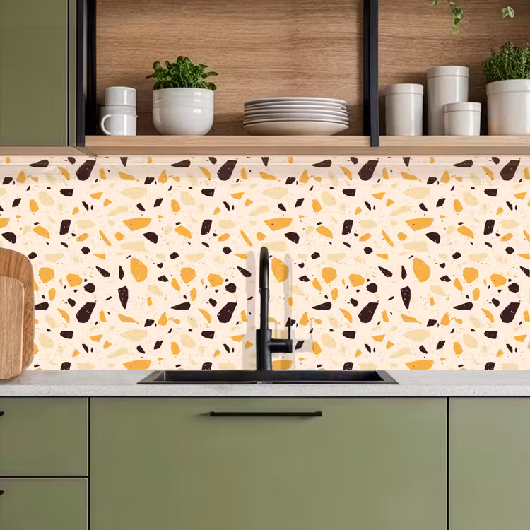 Keuken achterwand - Terrazzo - Patroon - Geel - — 7