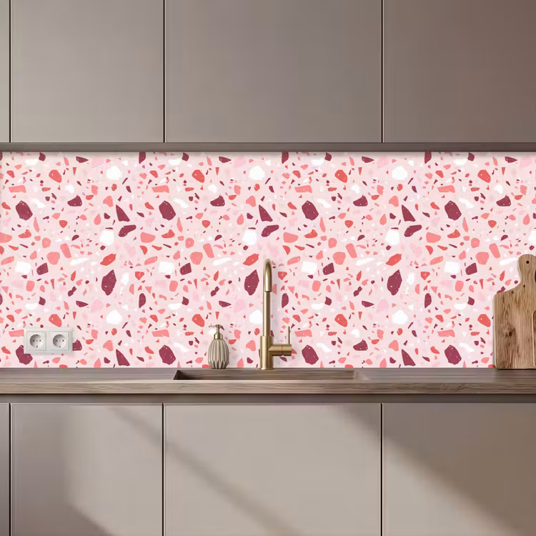 Keuken achterwand - Terrazzo - Patroon - Roze — 1