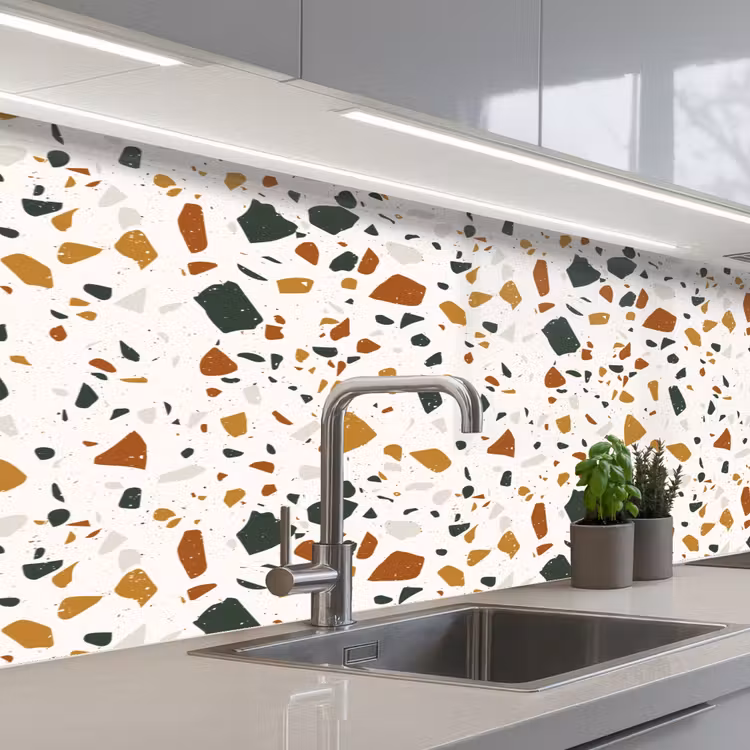 Keuken achterwand - Terrazzo - Patroon - Wit - Terra — 2