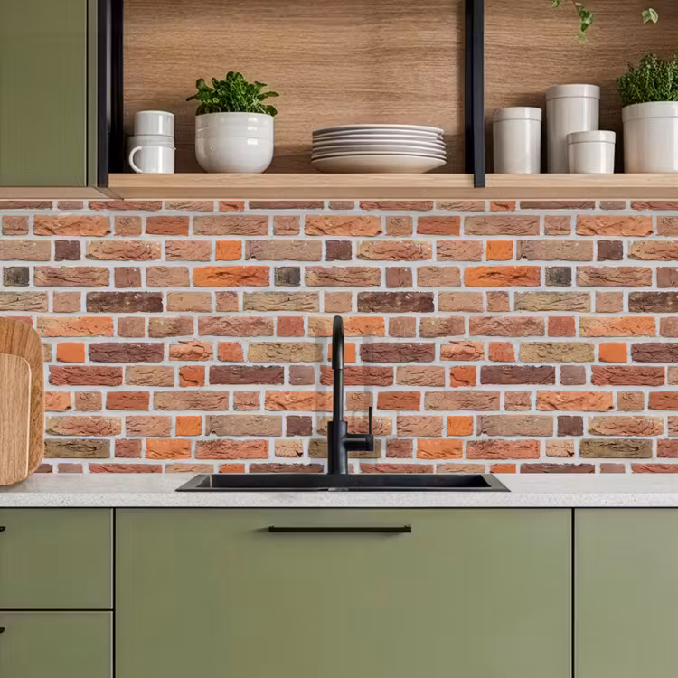 Keuken achterwand - Bakstenen - Aardetinten - Muur - Rustiek — 7