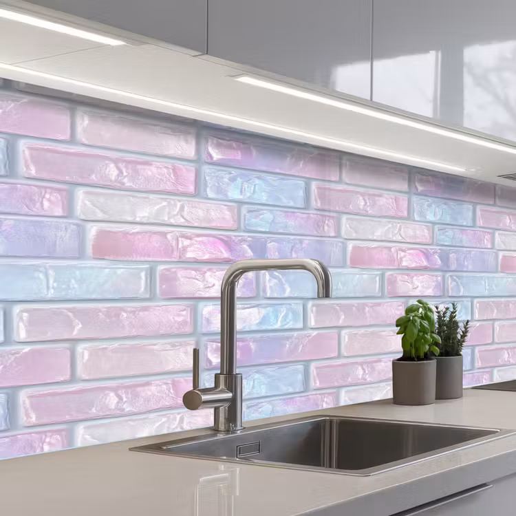 Keuken achterwand - Roze - Parel - Glans - Muur — 2