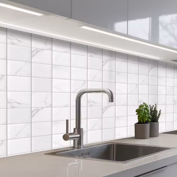 Keuken achterwand - Marmer - Patroon - Aders - Wit — 2