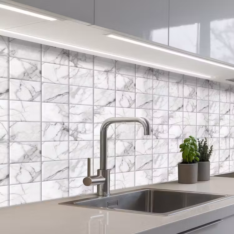 Keuken achterwand - Marmer - Tegels - Grijs - Wit — 2