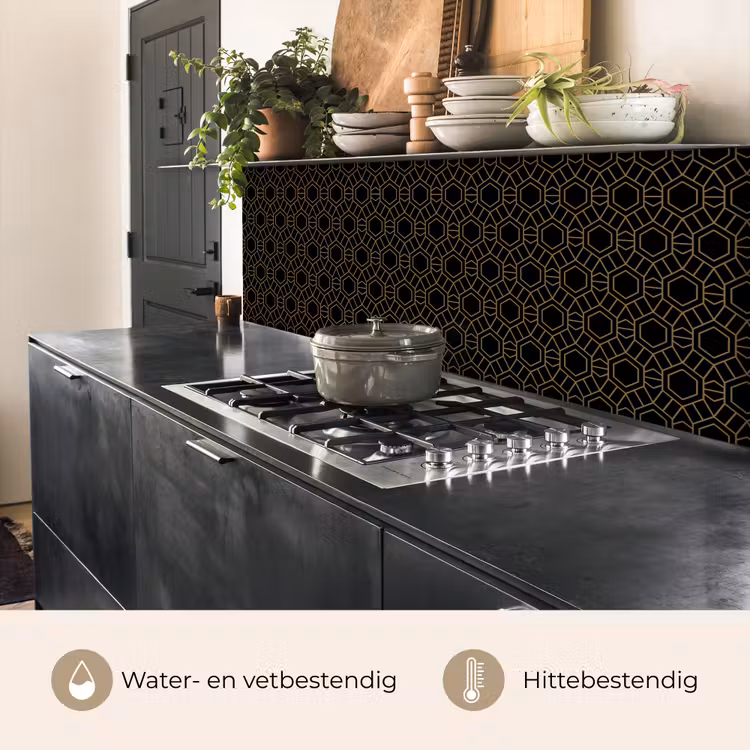 Keuken achterwand - Goud - Zwart - Rozetstructuur — 5