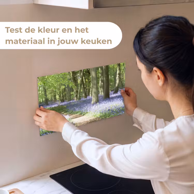 Keuken achterwand - Bos - Pad - Bloemen - Paars - Groen - Natuur — 2