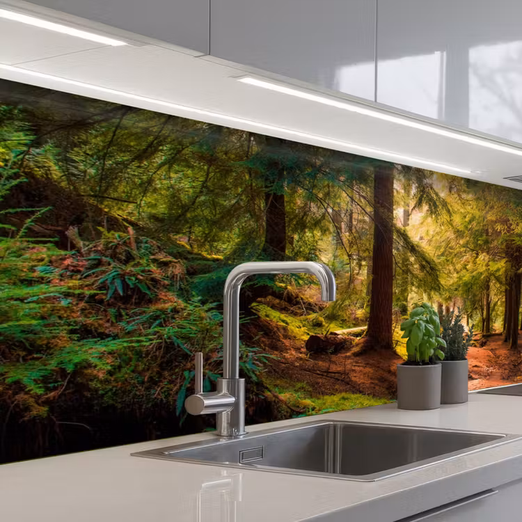 Keuken achterwand - Bos - Pad - Bomen - Groen - Zon - Natuur — 2