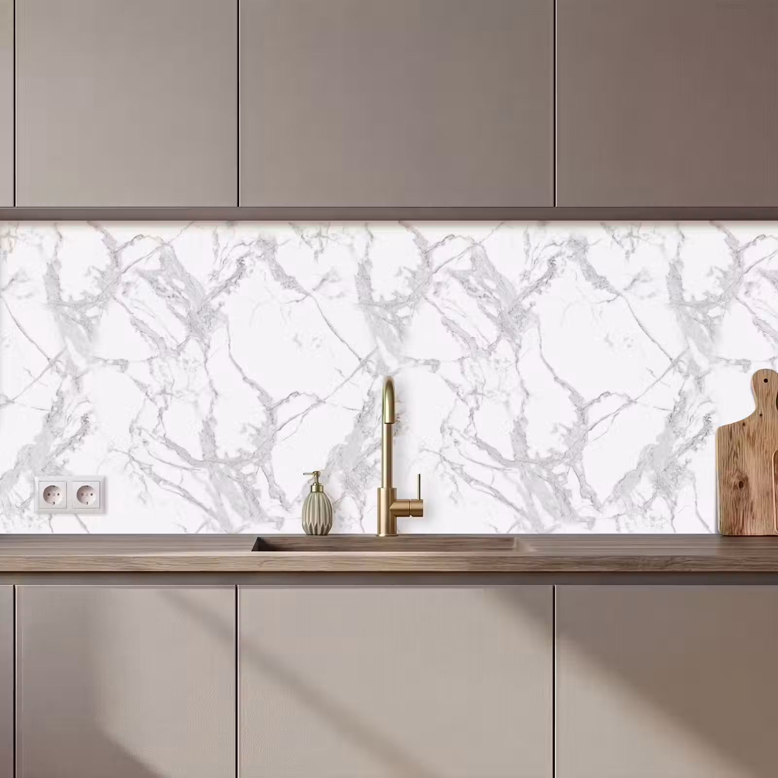 Keuken achterwand - Marmer - Zuiver - Grijs - Aders — 1