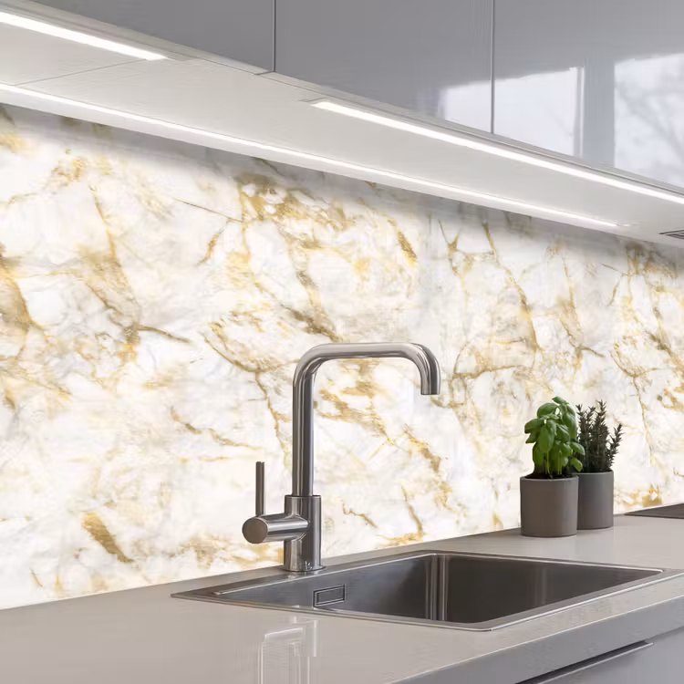 Keuken achterwand - Goud - Licht - Nerf - Marmer — 2