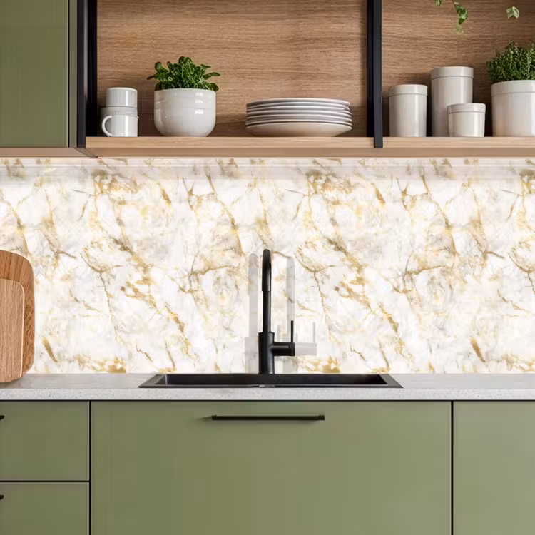 Keuken achterwand - Goud - Licht - Nerf - Marmer — 7