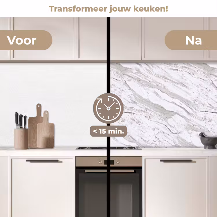 Keuken achterwand - Marmer - Wit - Grijsgroen — 3