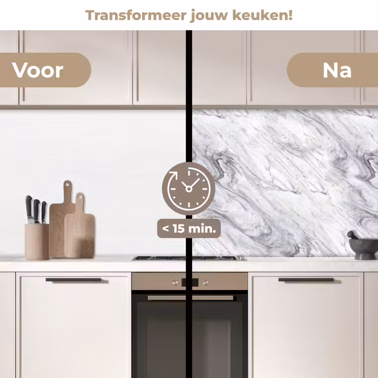 Keuken achterwand - Wervelende - Grijsstructuur - Marmer - Wit — 3