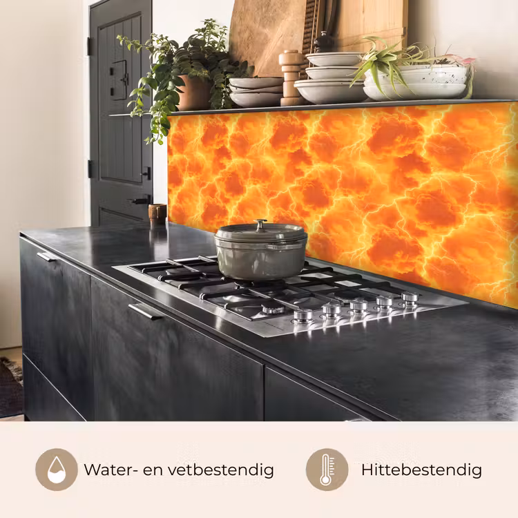 Keuken achterwand - Bliksem - Storm - Oranje — 5