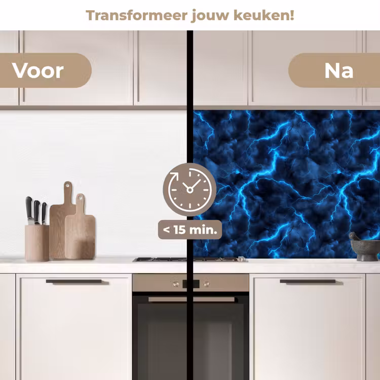 Keuken achterwand - Donker - Blauw - Bliksem — 3