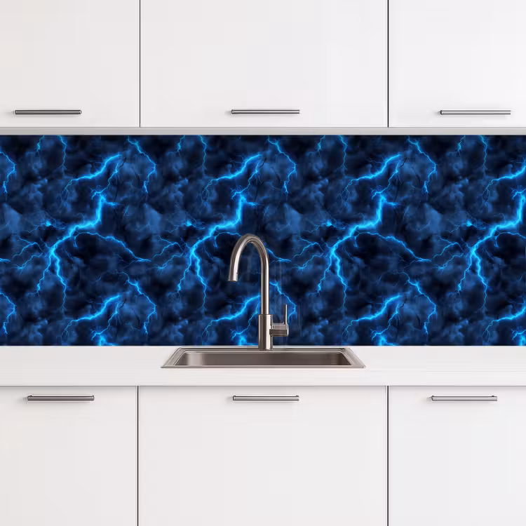 Keuken achterwand - Donker - Blauw - Bliksem — 4