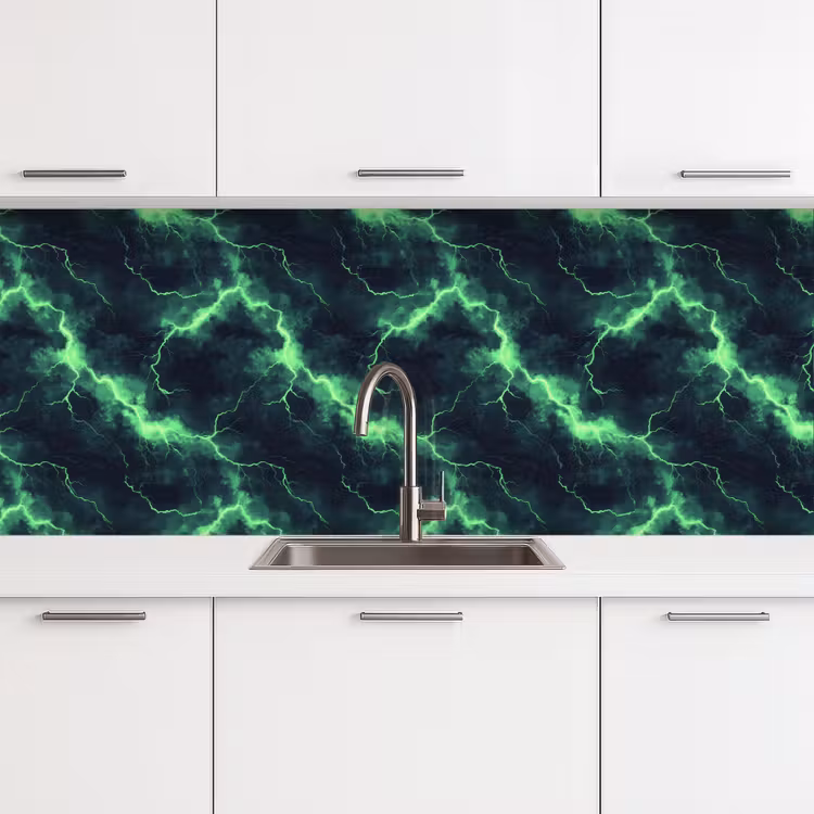 Keuken achterwand - Groen - Bliksem - Storm — 4