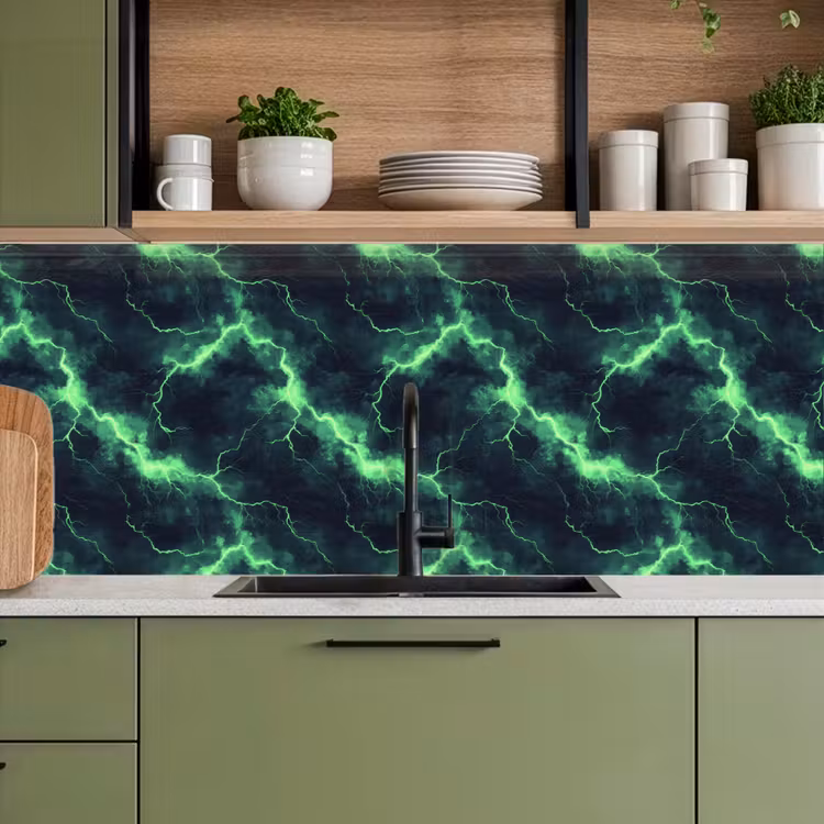 Keuken achterwand - Groen - Bliksem - Storm — 7