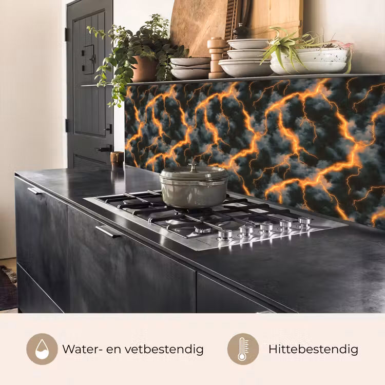 Keuken achterwand - Oranje - Bliksem - Wolken — 5