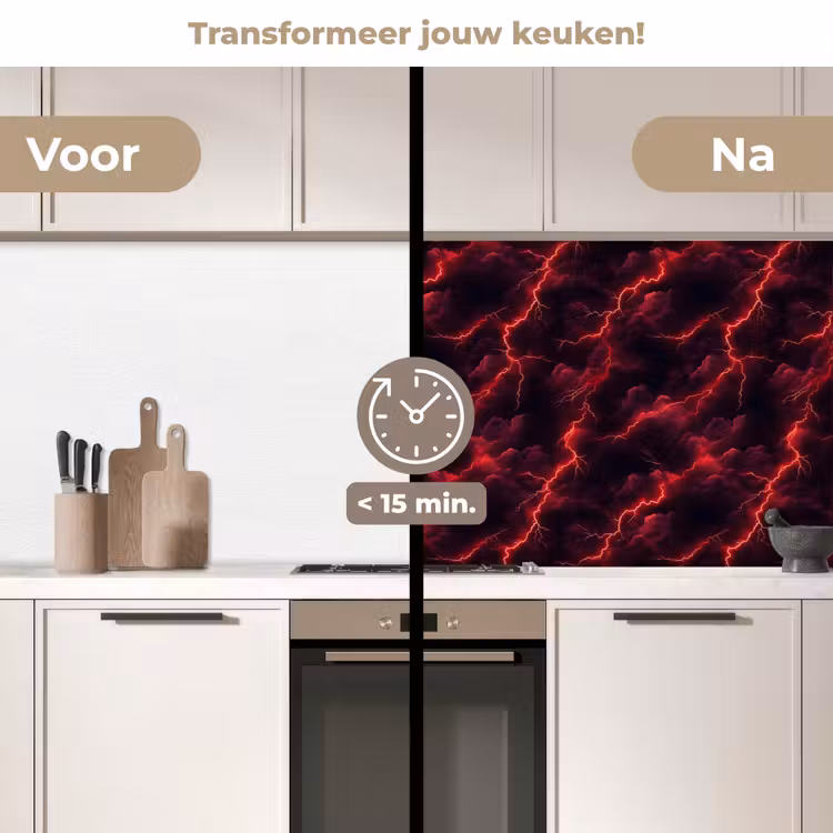 Keuken achterwand - Rood - Onweer - Bliksem - Wolken — 3