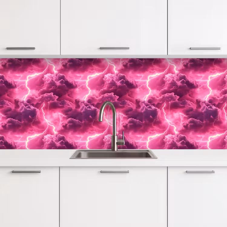 Keuken achterwand - Roze - Onweer - Wolken — 4