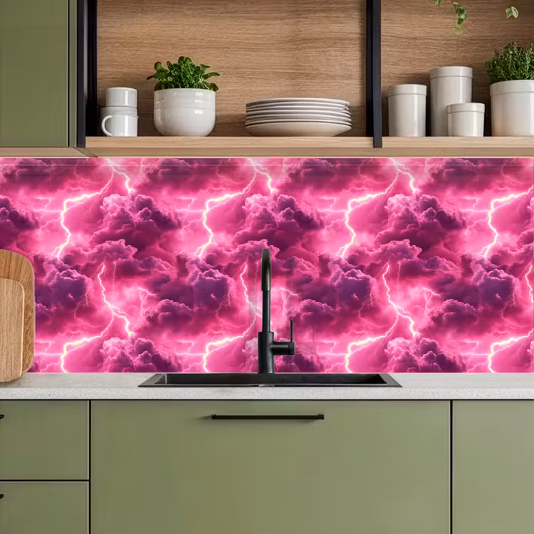 Keuken achterwand - Roze - Onweer - Wolken — 7