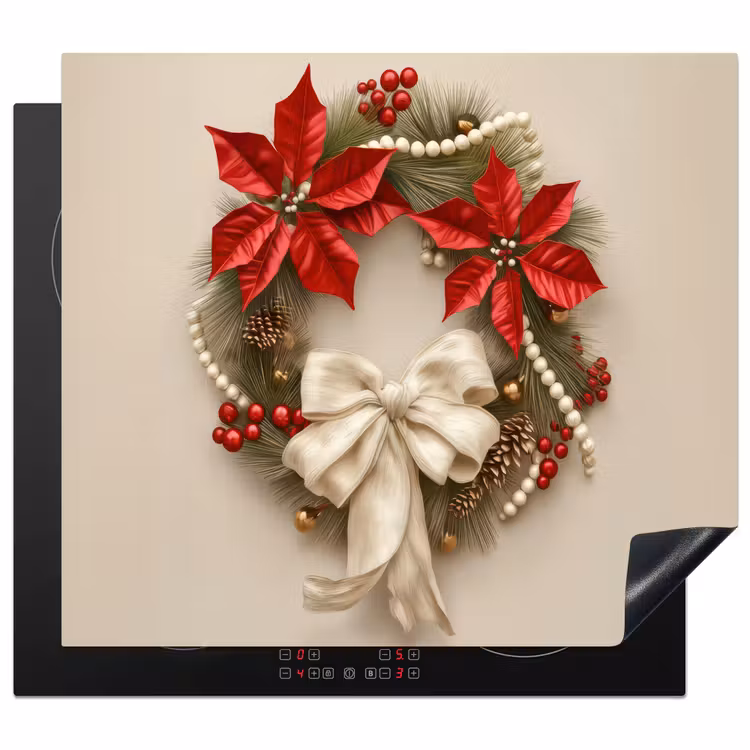 Inductie beschermer - Deurkrans - Strik - Kerst - Rood - Groen — 1
