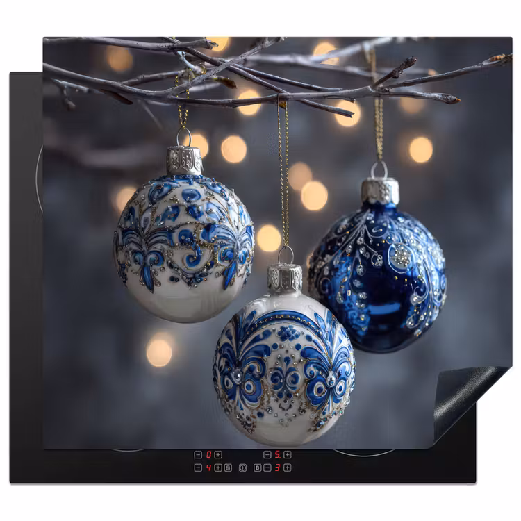 Inductie beschermer - Kerstbal - Versierd - Blauw — 1