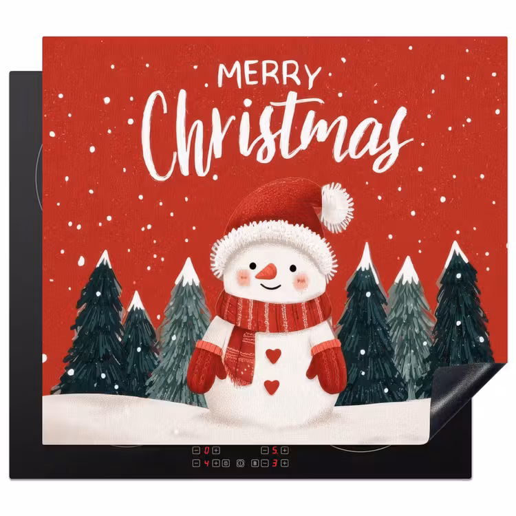 Inductie beschermer - Kerstgroet - Sneeuw - Rood — 1