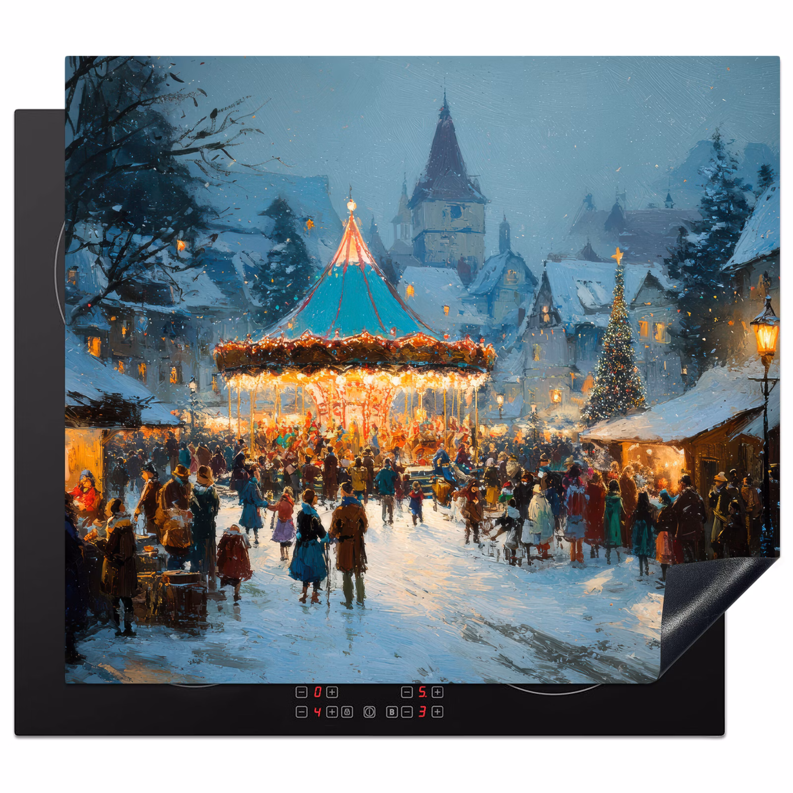 Inductie beschermer - Winterkermis - Dorp - Kleurrijk — 1