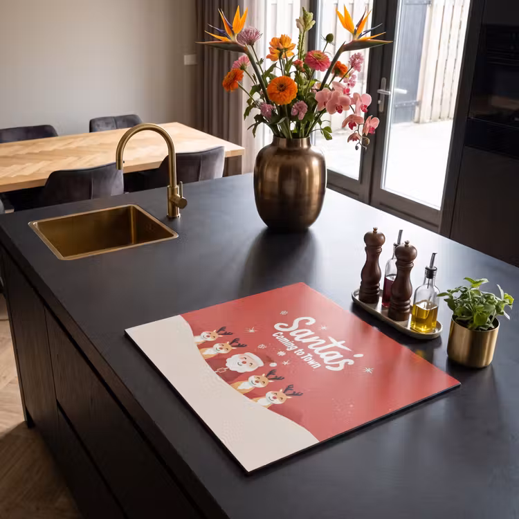 Inductie beschermer - Illustratie - Kerstman - Rendieren - Rood — 2