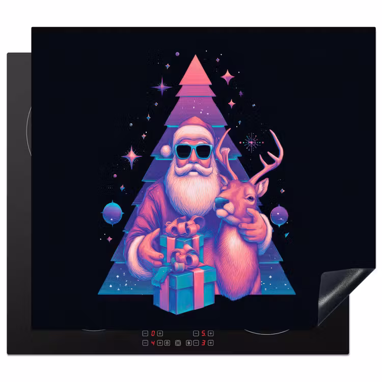 Inductie beschermer - Retro - Kerstman - Rendieren - Kerstboom — 1