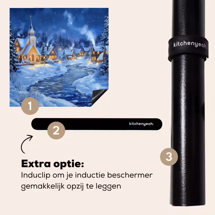 Inductie beschermer - Winteravond - Kerstdorp - Donker — 8