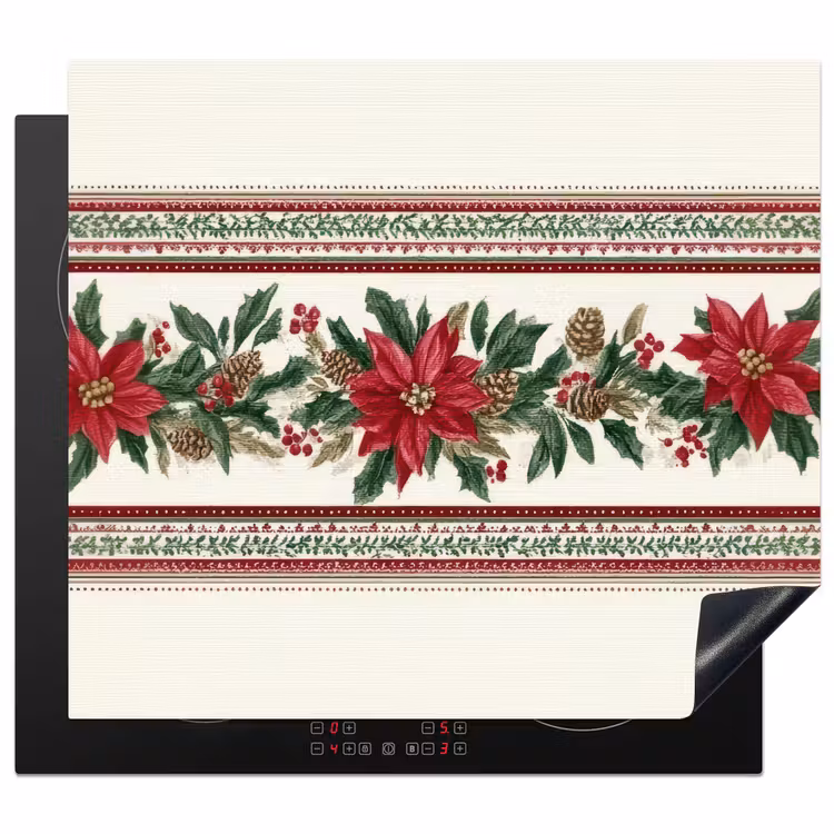 Inductie beschermer - Kerststrook - Poinsettia - Rood - Groen — 1