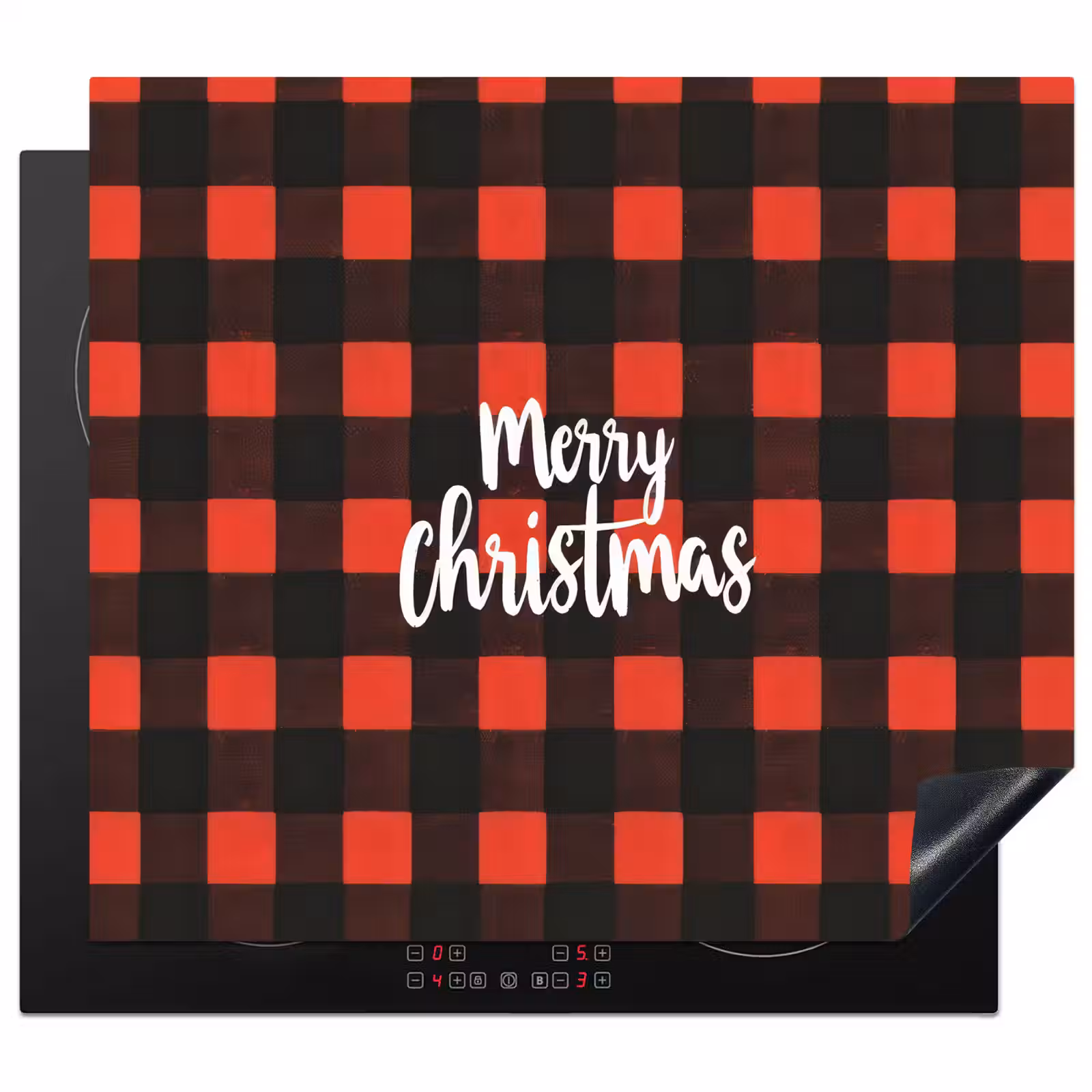 Inductie beschermer - Geruit - Rood - Tekst - Christmas — 1