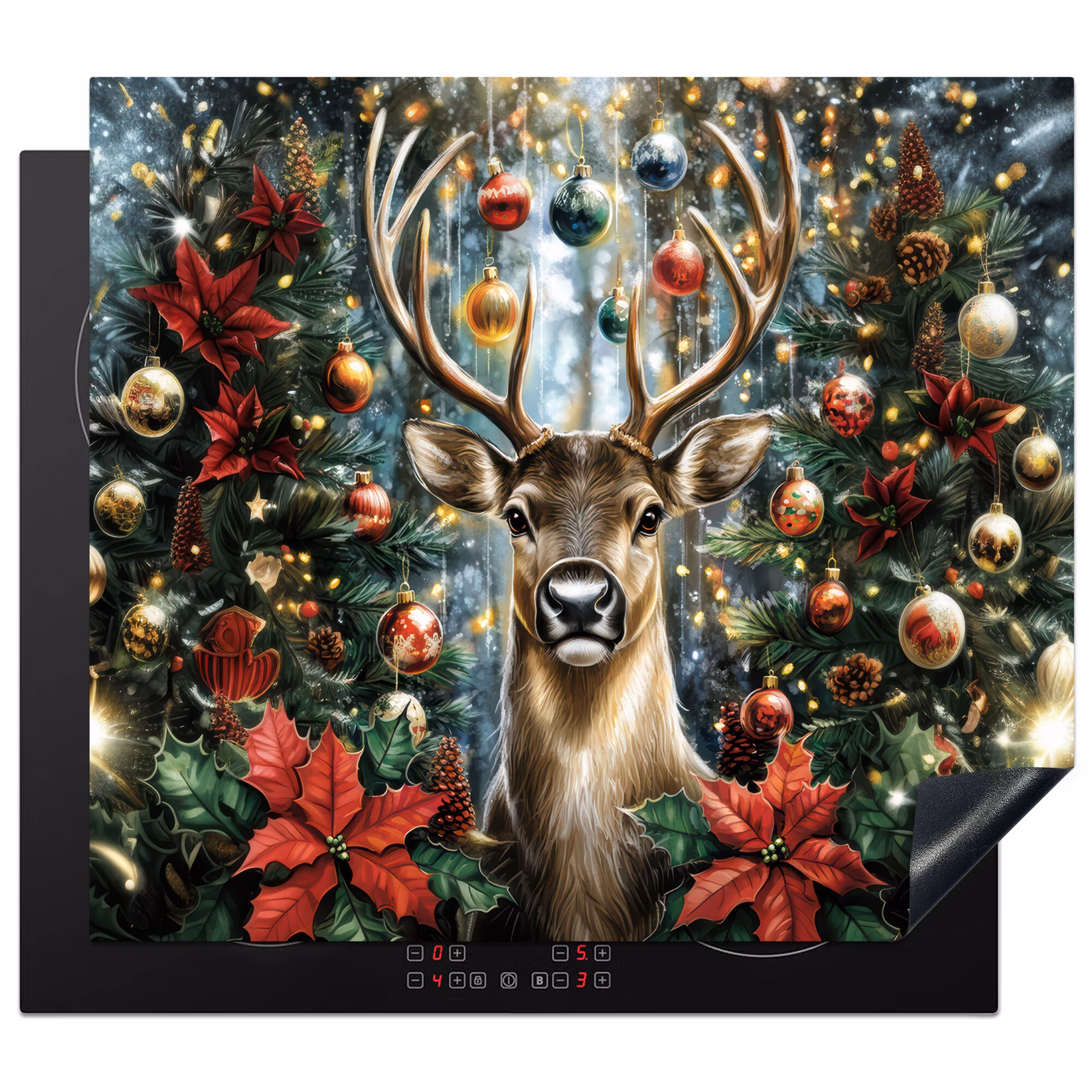 Inductie beschermer - Kerstfeest - Dennenbos - Rood — 1