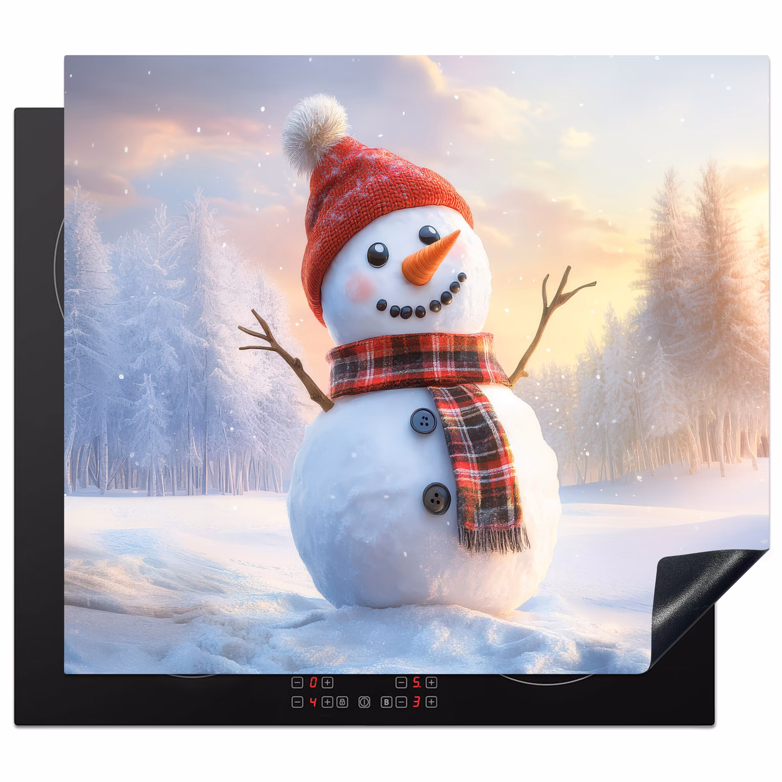 Inductie beschermer - Sneeuwpop - Zonsondergang - Wit — 1