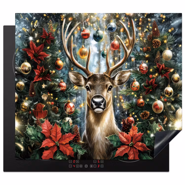 Inductie beschermer - Kerstfeest - Dennenbos - Rood — 1