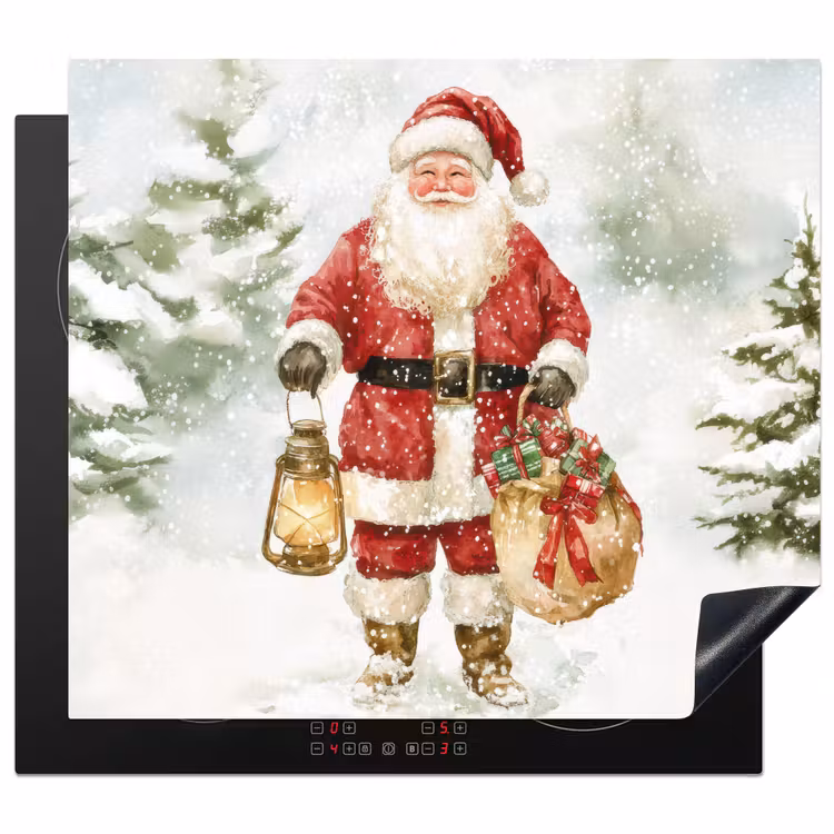 Inductie beschermer - Kerstman- Winter - Sneeuw - Wit - Rood — 1