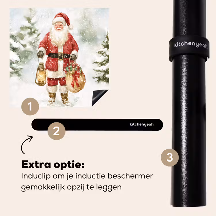 Inductie beschermer - Kerstman- Winter - Sneeuw - Wit - Rood — 8