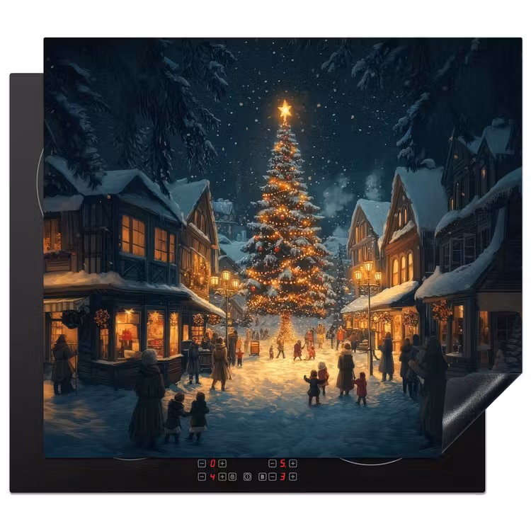 Inductie beschermer - Kerstfeest - Dorp - Donker — 1