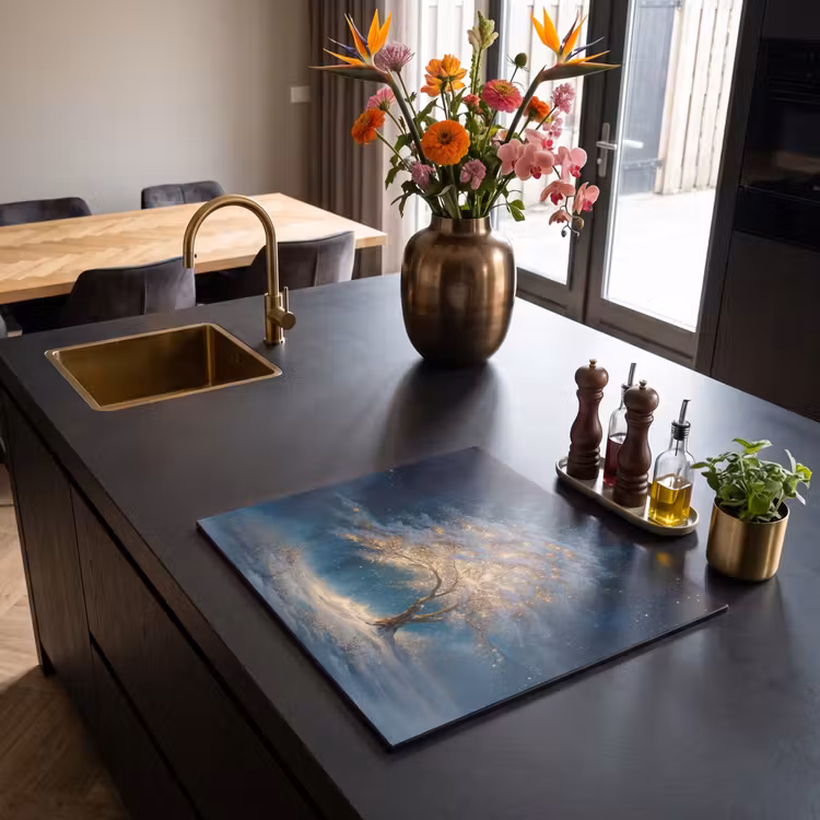 Inductie beschermer - Levensboom - Nacht - Donker - Blauw — 2