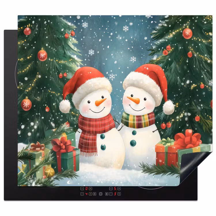 Inductie beschermer - Sneeuwpop - Kerstsneeuw - Groen - Rood — 1