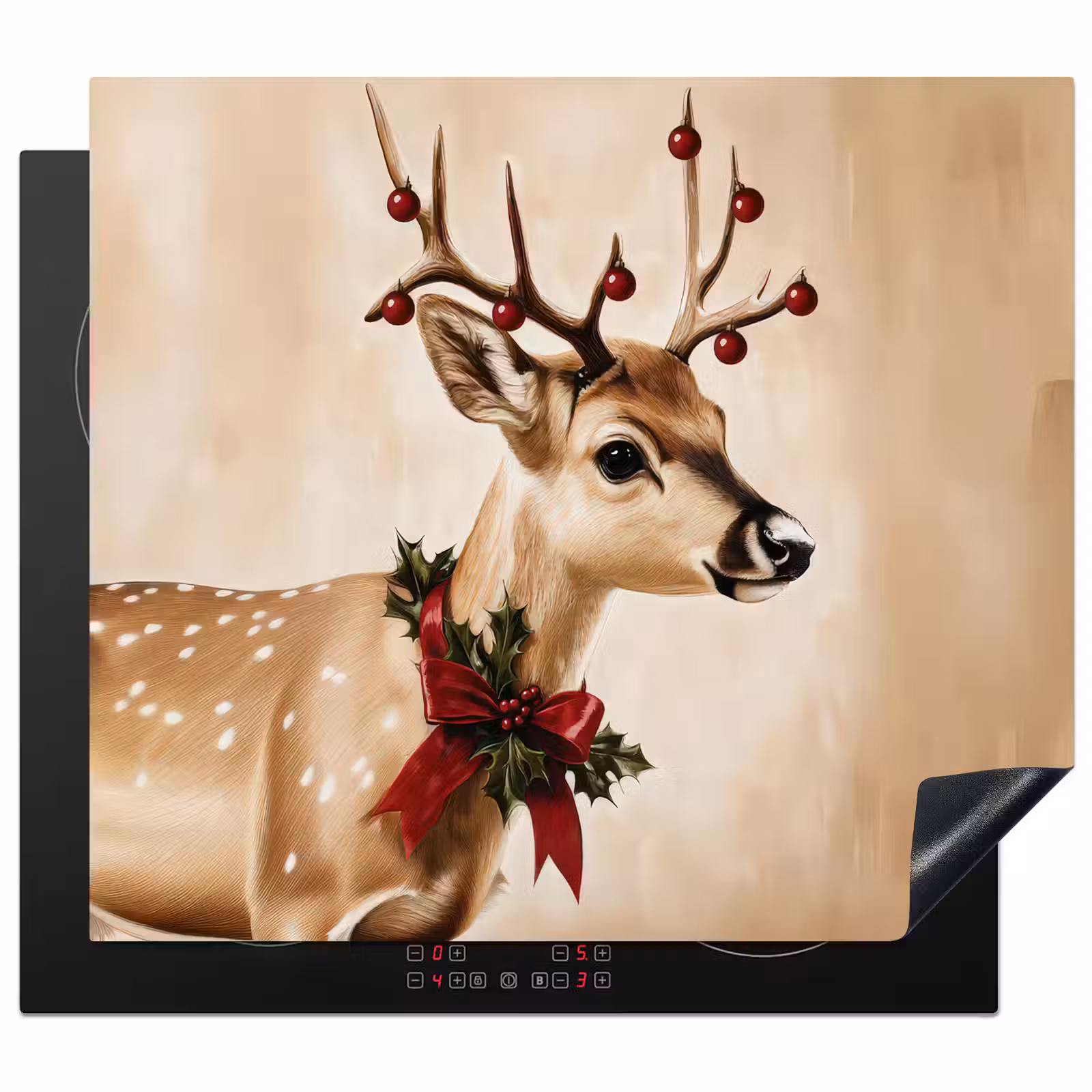 Inductie beschermer - Gewei - Kerst - Rendier - Rood — 1