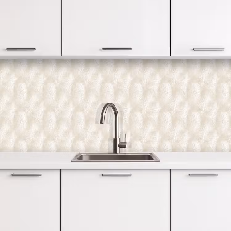 Keuken achterwand - Bladeren - Beige - Wit - Botanisch - Natuur — 4