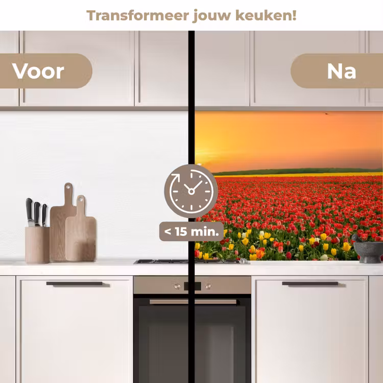 Keuken achterwand - Bloemen - Landschap - Tulpen - Zonsondergang — 3